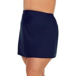 Island Escape Women's Navy Plus Size Tummy-Control Swim Skirt Size 20W
